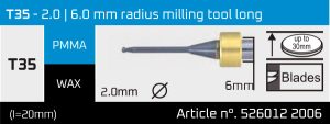 T35 - 2.0 | 6.0 mm radius milling tool long