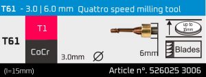 T61 - 3.0 | 6.0 mm Quattro speed milling tool