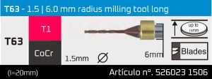 T63 - 1.5 | 6.0 mm radius milling tool long
